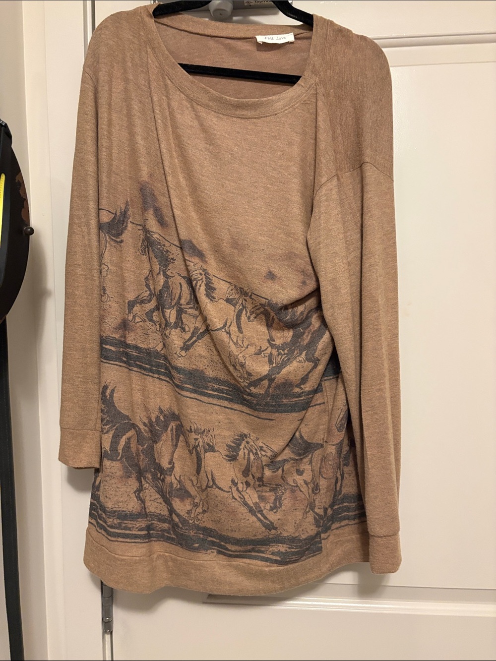 Women's Tan Horse-Print Lightweight Sweater dress